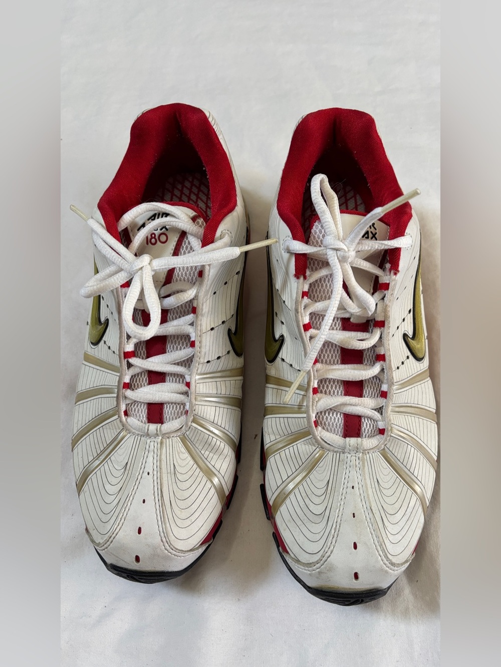 Nike Air Max 180 Men’s Size 8.5 White Red Gold Running Shoes 314592-105